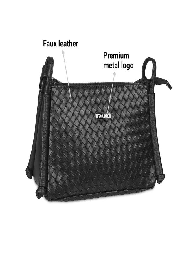 Metro Women's Black Stylish Faux Leather Sling Bag (66-444) - Image 3